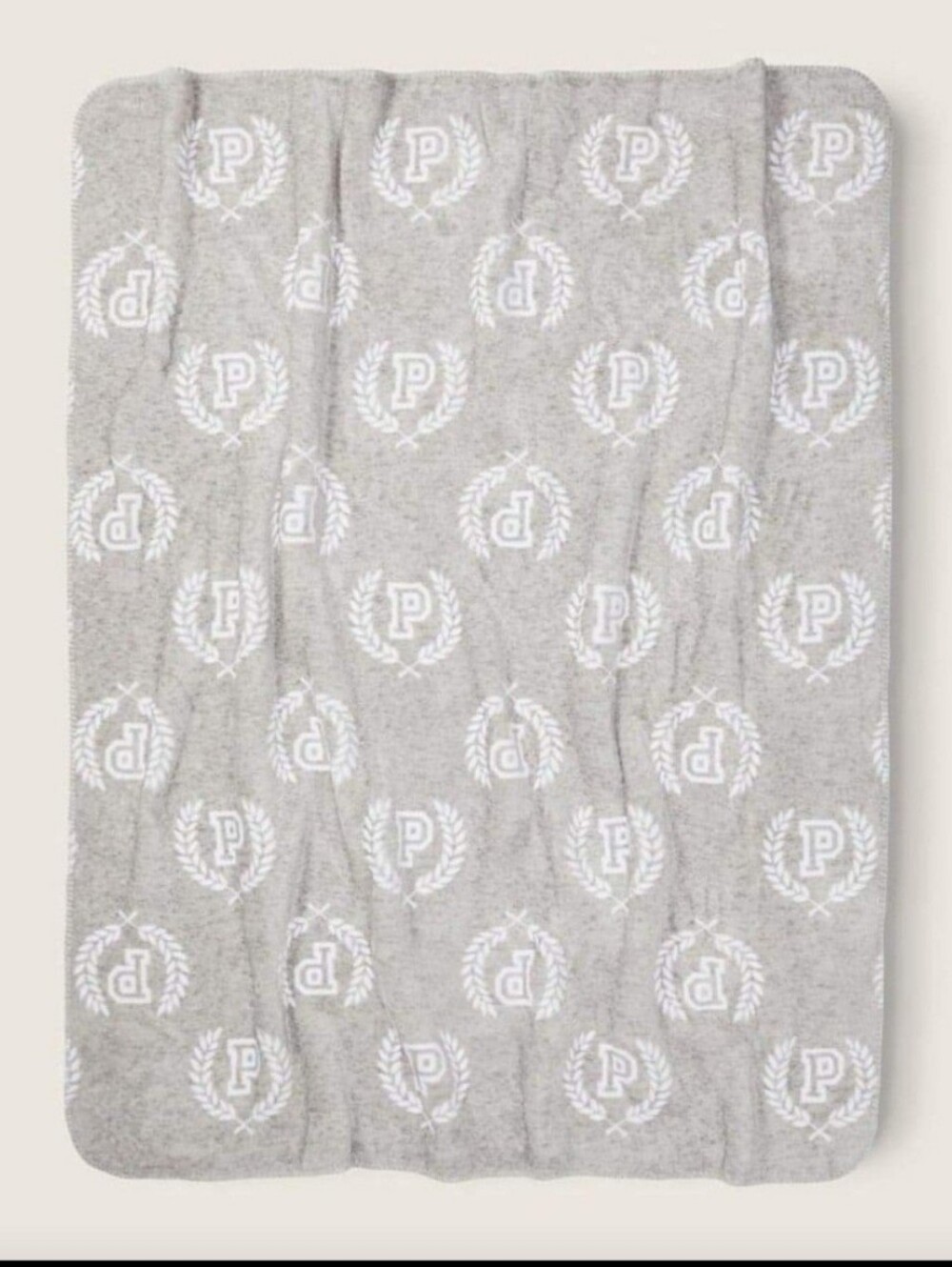 Victoria's Secret VS PINK Gray & White Logo Plush Throw Blanket